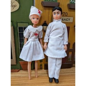 2 Vintage Frontline Worker Dolls 8.5" - 9" Tall